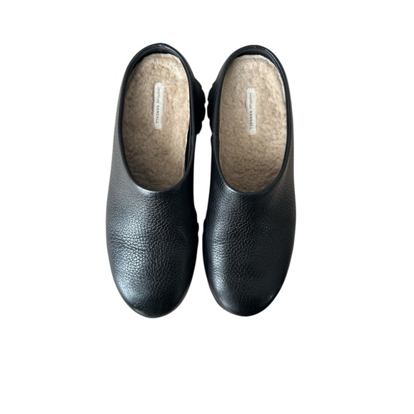 LOEFFLER RANDALL Gemma Leather Lug Sole Mule Womens 7 Black Chunky Sherpa Lined - Picture 4 of 10